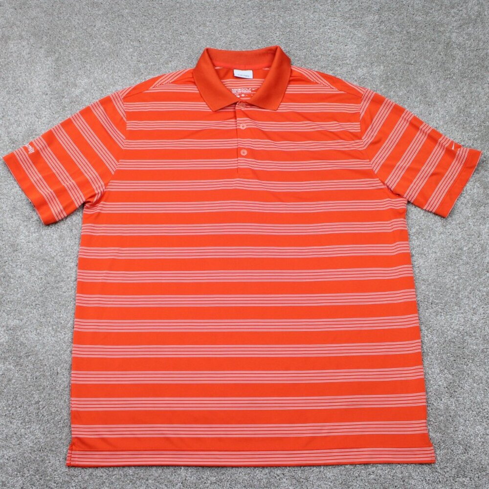 Nike Golf Tour Performance Polo Shirt Mens XL Orange Dri-Fit S/S ABC Family Logo